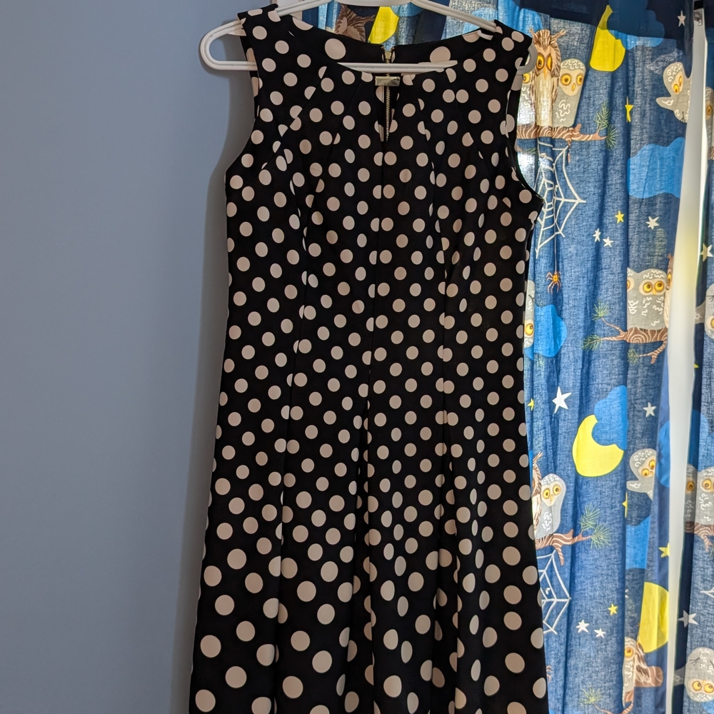 Laura Polka Dot Midi Dress - Black and White